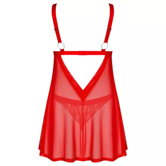 Obsessive Elianes - čipkast babydoll komplet (rdeč)