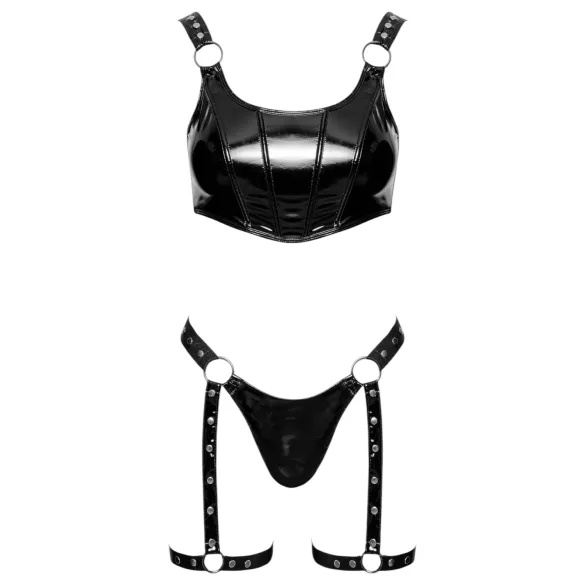 Black Level - lakirana obleka set (črna)