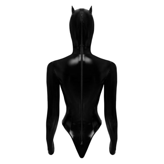 Black Velvet - Body Batwoman z dolgimi rokavi (črn)