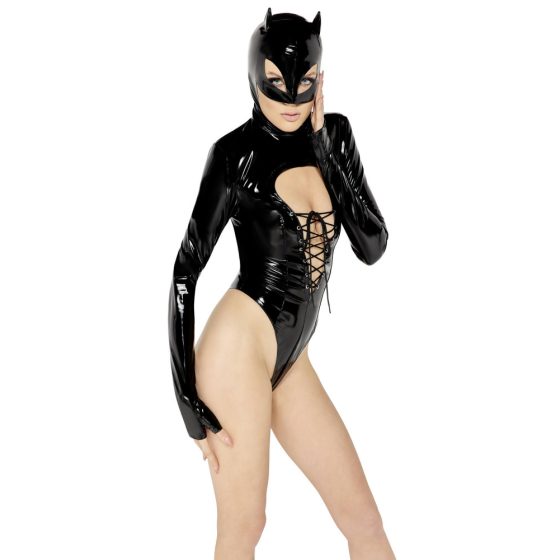 Black Velvet - Body Batwoman z dolgimi rokavi (črn)