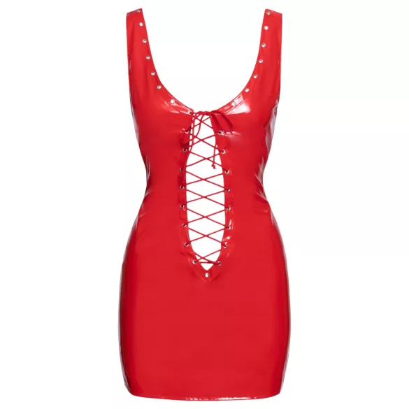Black Level - mini lakasta obleka s korzetnimi vezalkami - rdeča - M