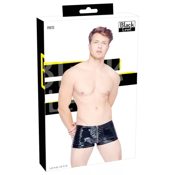Black Level - moške kratke hlače z zadrgo - črne
