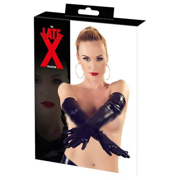 LATEX - dolge unisex rokavice - črna - lateks - L