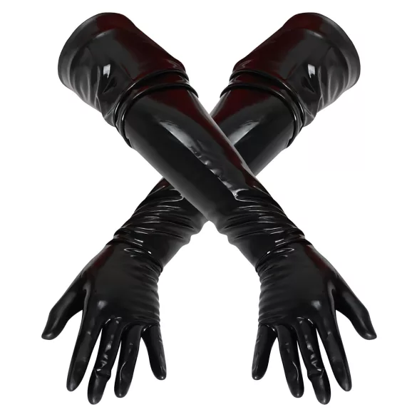 LATEX - dolge unisex rokavice - črna - lateks - XL