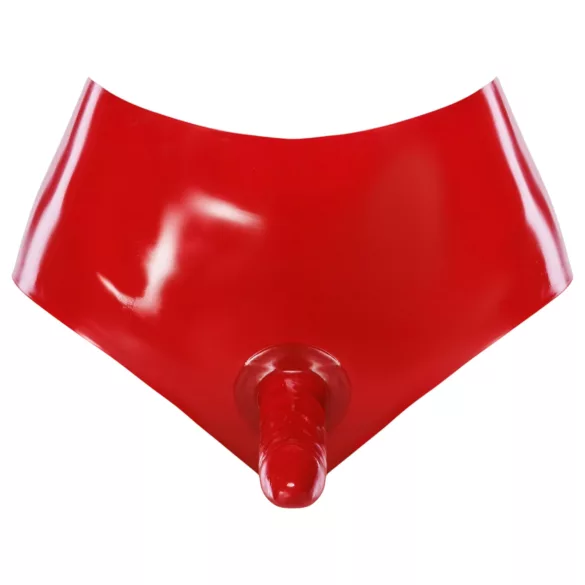 LATEX - spodnje hlače z živim dildo (rdeče)