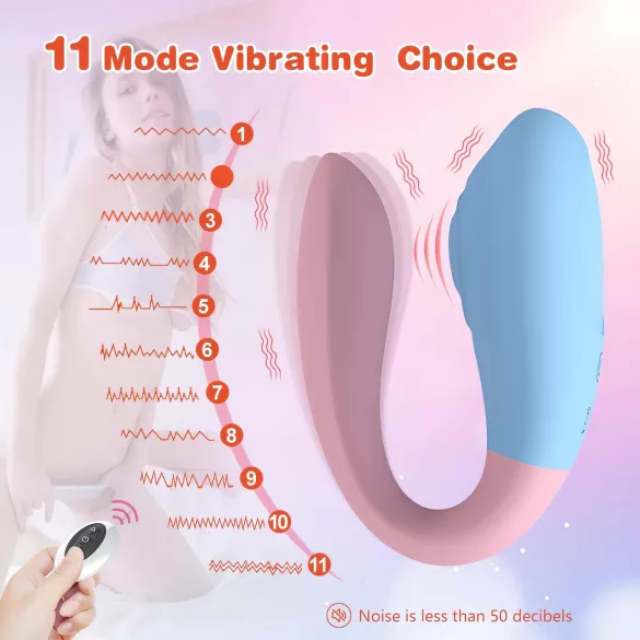 Mrow 03 - vibrator za pare - vodoodporen, brezžičen - modro-roza