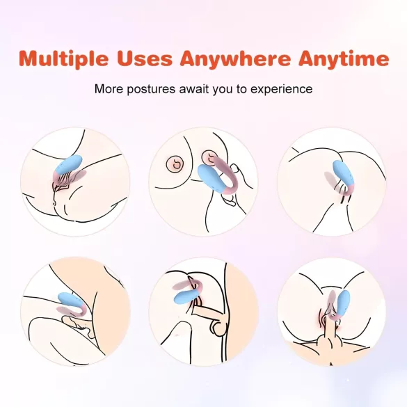 Mrow 03 - vibrator za pare - vodoodporen, brezžičen - modro-roza