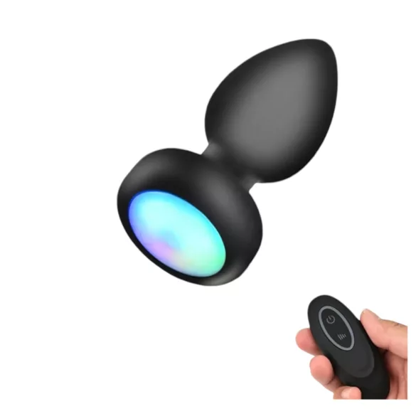 Mrow - analni vibrator z osvetlitvijo in daljinskim upravljalnikom - črn