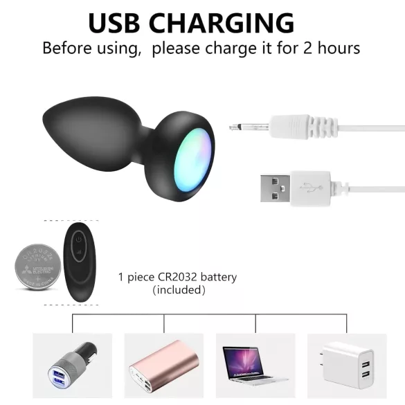 Mrow - analni vibrator z osvetlitvijo in daljinskim upravljalnikom - črn