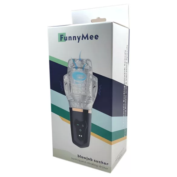 Funny Me Rocket Cup - masturbator s sesanjem in vibracijami - prozorno črna
