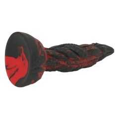   OgazR Hell Dong - Urezan dildo z lepljivimi blazinicami - 20 cm (črno-rdeč)