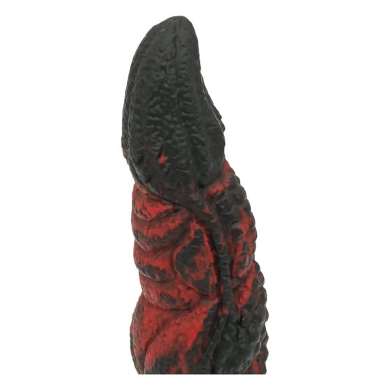 OgazR Hell Dong - Urezan dildo z lepljivimi blazinicami - 20 cm (črno-rdeč)