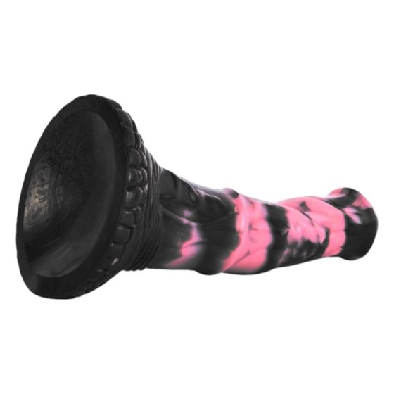Bad Horse - Silikonski dildo z orodjem za konje - 18 cm (črno-rožnat)