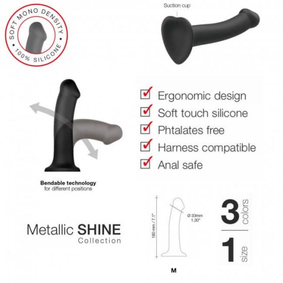 Strap-on-me Metallic Shine M - koži prijazen dildo - srednji (kovinsko vijolična)