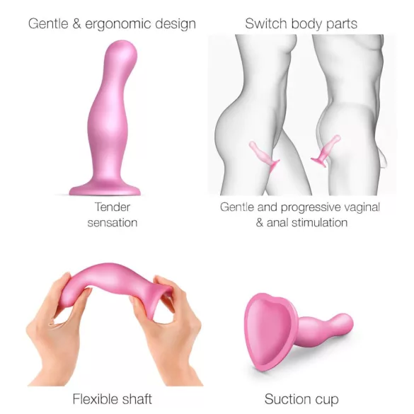 Strap-on-me Curvy S - valovit dildo z priseskom (roza)
