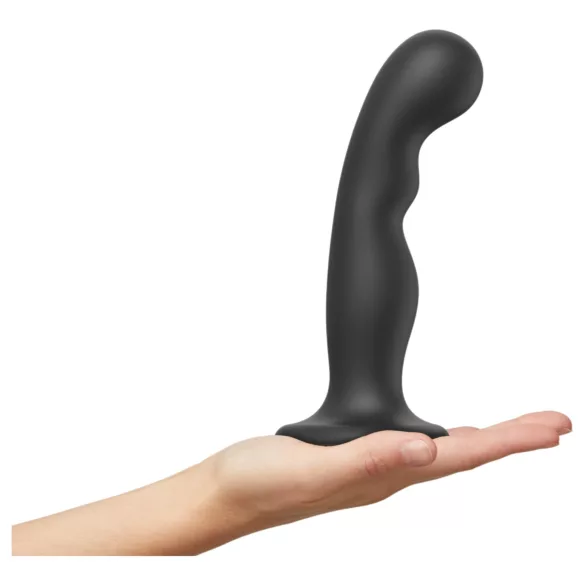 Strap-on-me - ukrivljen dildo z vakuumskim dnom - črna - L
