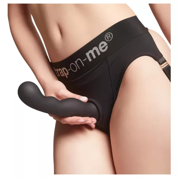 Strap-on-me - ukrivljen dildo z vakuumskim dnom - črna - L