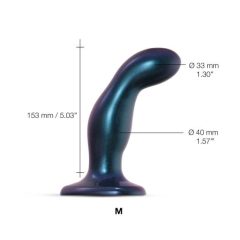   Strap-on-me Snaky M - ukrivljen analni dildo (kovinsko modra)