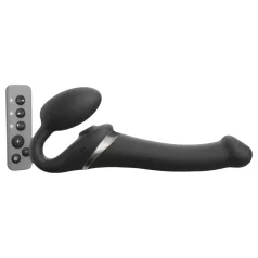   Strap-on-me - strap-on vibrator s pulznimi valovi - črna, velikost M