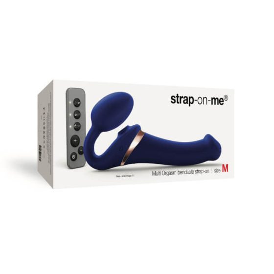 Strap-on-me M - zračni vibrator brez naramnic - srednji (modri)