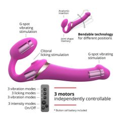   Strap-on-me S - vibrator brez naramnic, z možnostjo pripenjanja, z zračnimi valovi - majhen (roza)