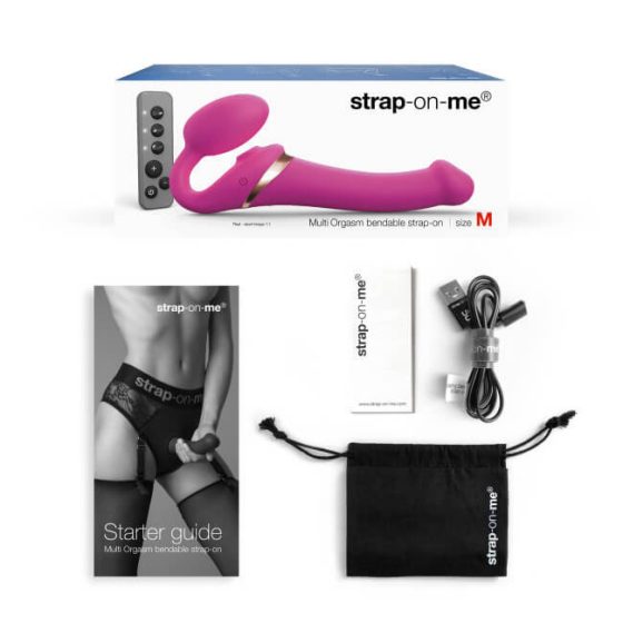 Strap-on-me M - zračni vibrator brez naramnic - srednji (roza)