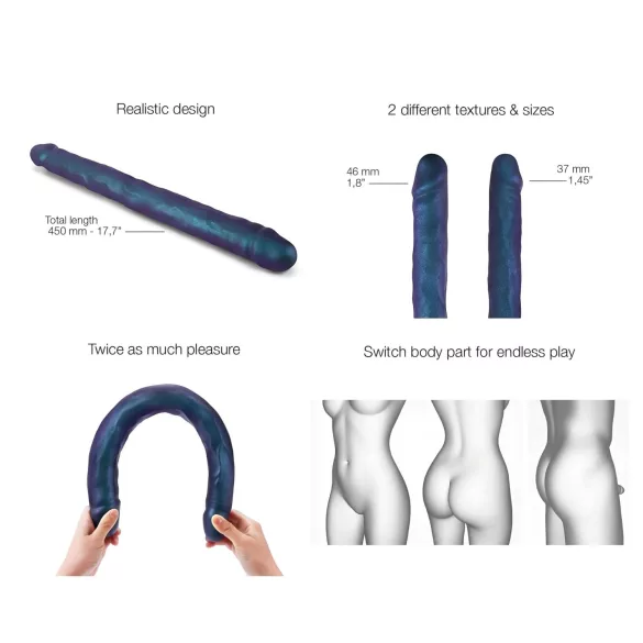 Strap-on-me - dvojni dildo - kovinsko modra