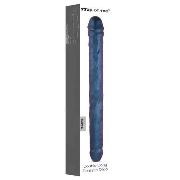 Strap-on-me - dvojni dildo - kovinsko modra