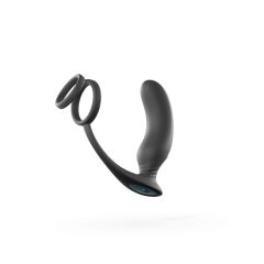   Love to Love - radijsko vodeni vibrator za prostato z obročem za penis (črn)