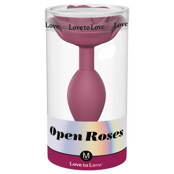 Love to Love Open Roses M - silikonski analni čep (rdeč)