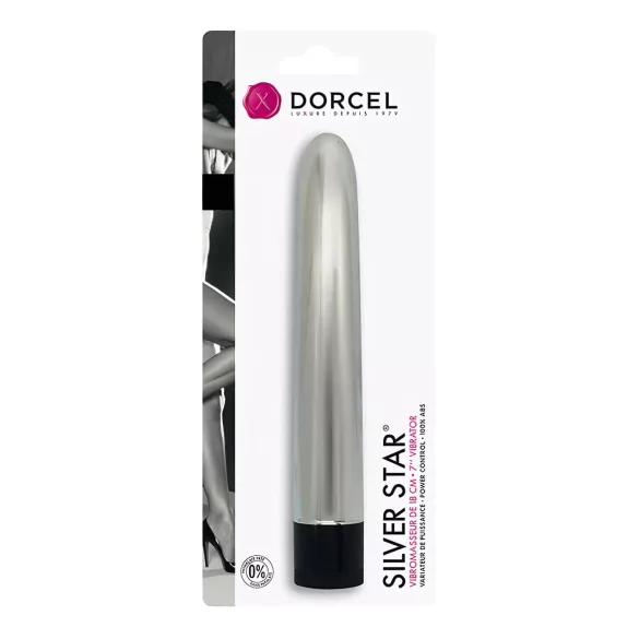 Dorcel Silver Star - klasični vibrator - srebrn rúd - kovina