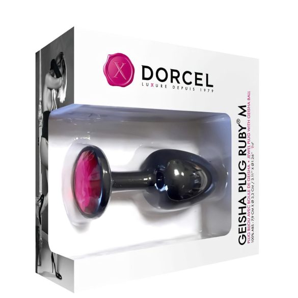 Dorcel - analni čep z roza kamnom - srednji - črn