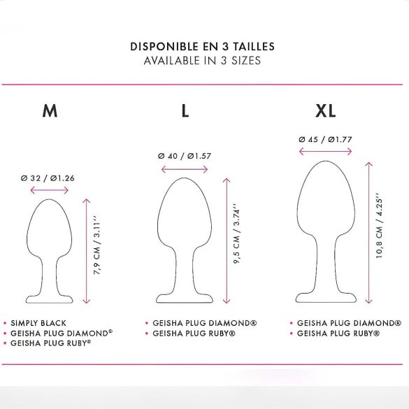 Dorcel - analni čep z roza kamnom - srednji - črn