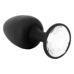   Dorcel Geisha Plug Diamond L - analni dildo z belim kamnom (črn)