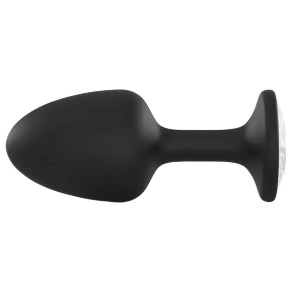 Dorcel Geisha Plug Diamond L - analni čep s belim kamnom (črn)