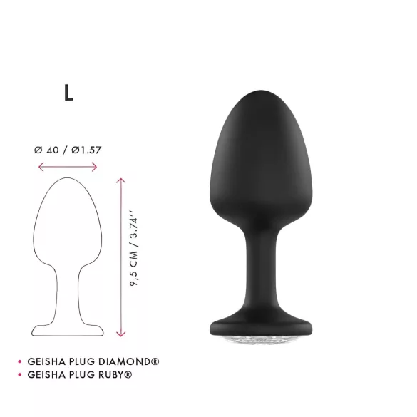 Dorcel Geisha Plug Diamond L - analni čep s belim kamnom (črn)