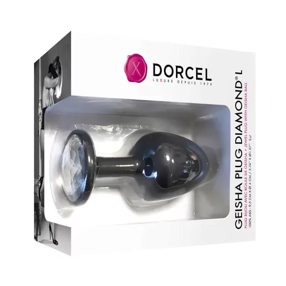 Dorcel Geisha Plug Diamond L - analni čep s belim kamnom (črn)