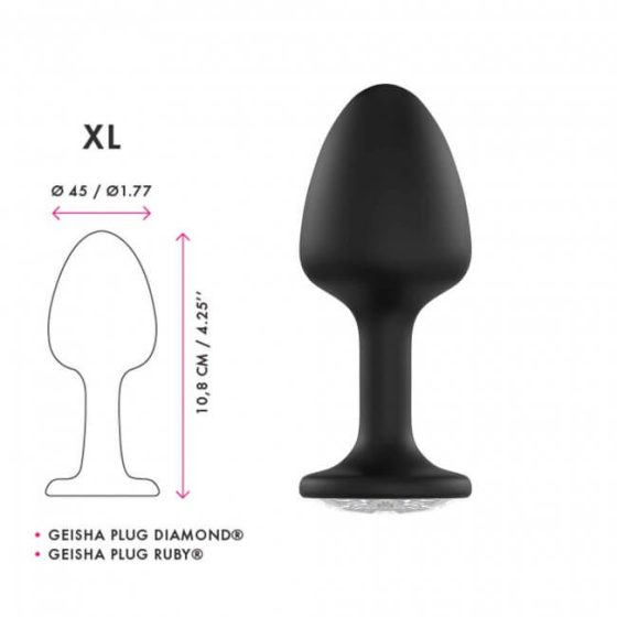 Dorcel Geisha Plug Diamond XL - analni dildo z belim kamnom (črn)