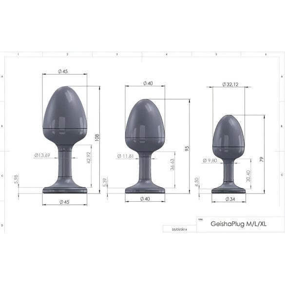 Dorcel Geisha Platinasti Čep XL - z analni čep z belim kamnom (črn)