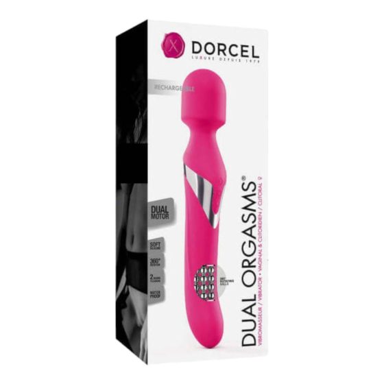Dorcel Dual Orgasms - polnilni masažni vibrator 2v1 (roza)