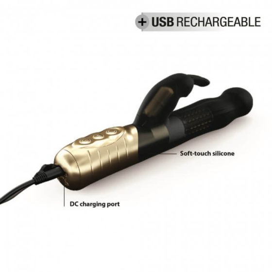 Dorcel Baby Rabbit 2.0 - vibrator s paličico za ponovno polnjenje (črno-zlata)