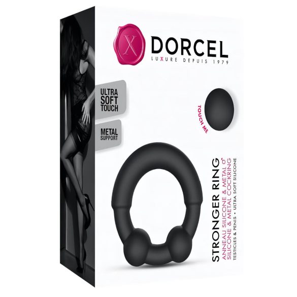 Dorcel - obroč za penis - kovinski vložek - črna