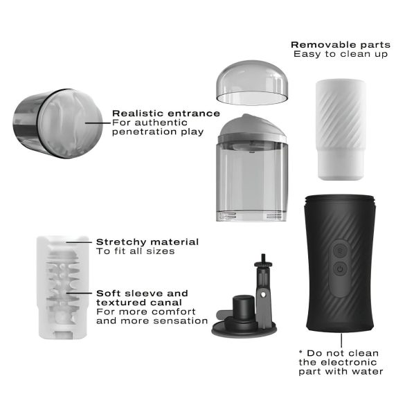 Dorcel Thrust Blow - avtomatski masturbator s potiskanjem - črna