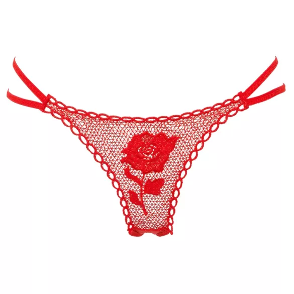 Panty Rose - tanga spodnje hlačke - skrita v cvetu - rdeča (S-L)