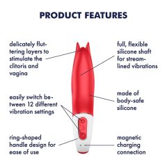   Satisfyer Power Flower - vodoodporni vibrator z možnostjo polnjenja (rdeč)