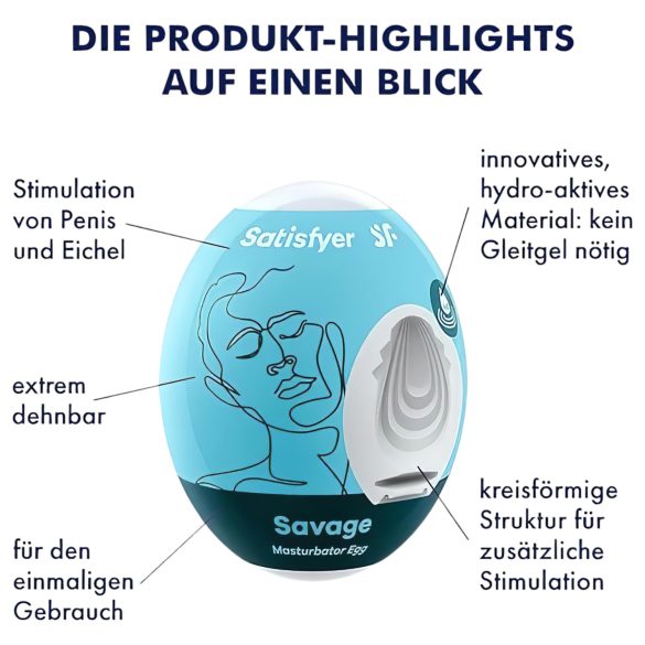 Satisfyer Egg Savage - masturbator za moške - jajček - 1 kos