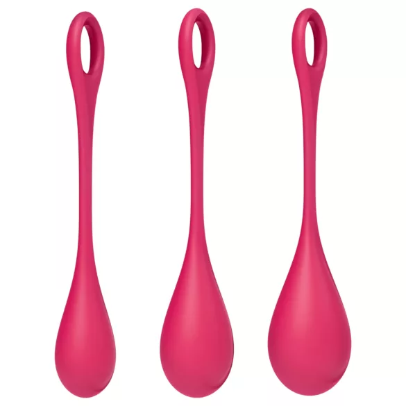 Satisfyer - japonske kroglice set - 3-delni - rdeča