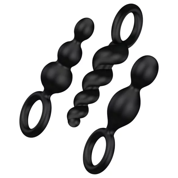 Satisfyer - analni čep set - 3-delný - črna
