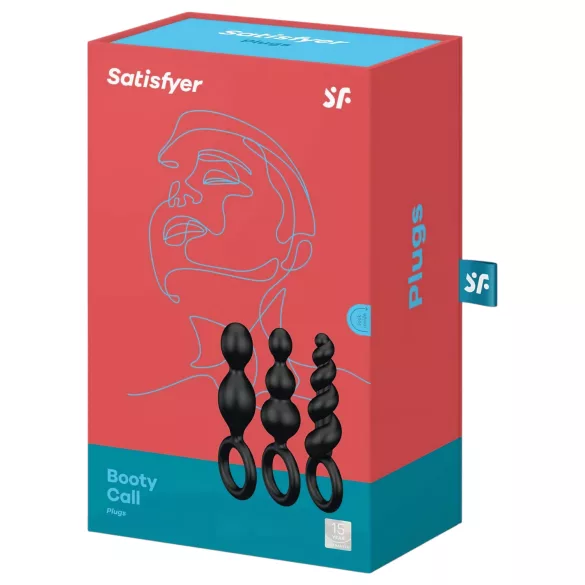 Satisfyer - analni čep set - 3-delný - črna