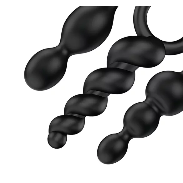 Satisfyer - analni čep set - 3-delný - črna